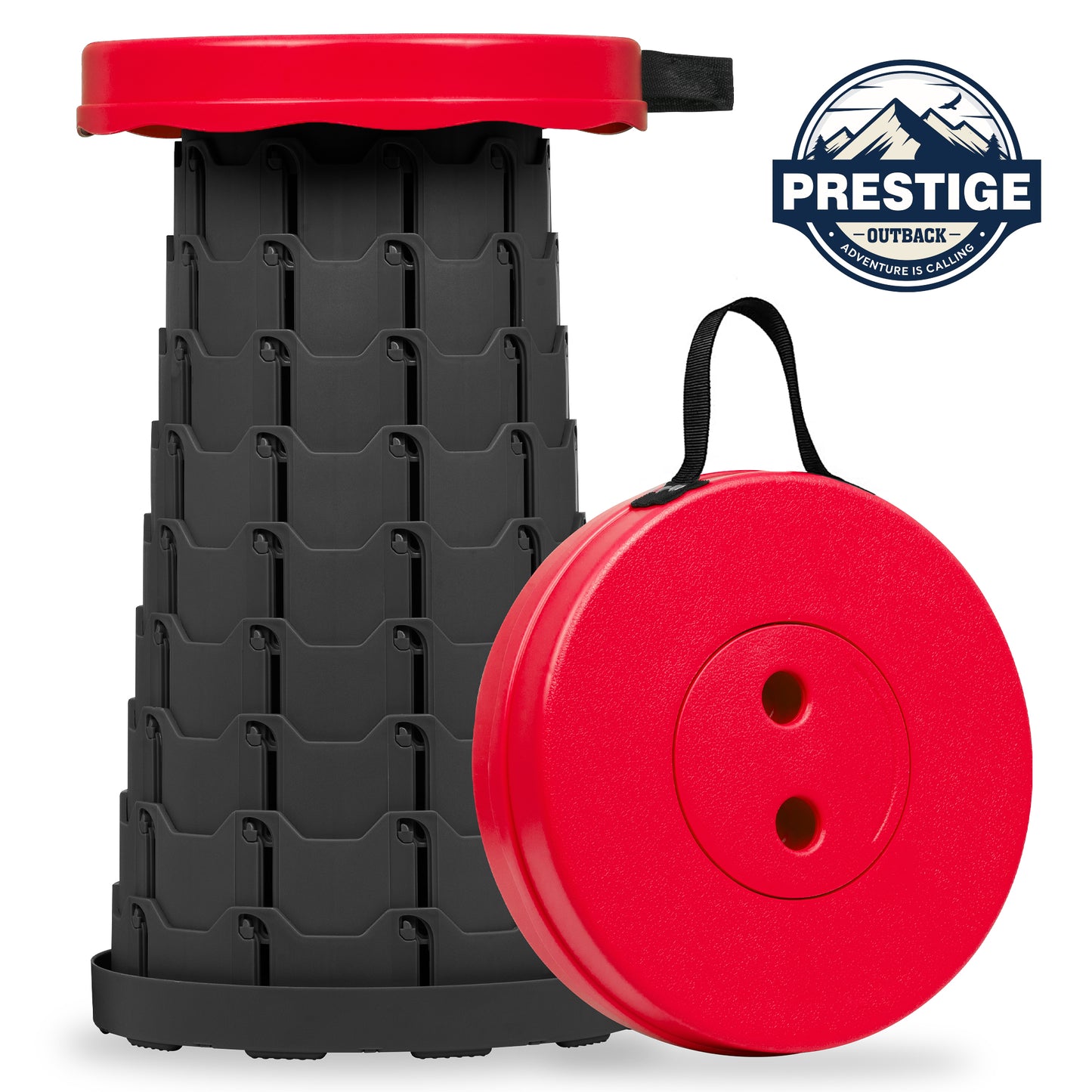 Collapsible Stool With 3-in-1 Cushioned Carry Case, 400lbs Load Capacity (Red)